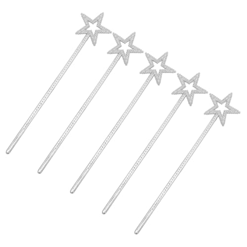 DIKACA 5 Stück Pentagramm-Zauberstab Stöcke Fee Schaum Party Rosa Pentagramm-Sternstäbe Zauberstäbe für Bühnenauftritte kreative Sternstäbe Sternenstäbe Plastik Silver DIKACA 5 Stück Pentagramm-Zauberstab Stöcke Fee Schaum Party Rosa Pentagramm-Sternstäbe Zauberstäbe für Bühnenauftritte kreative Sternstäbe Sternenstäbe Plastik Silver von DIKACA