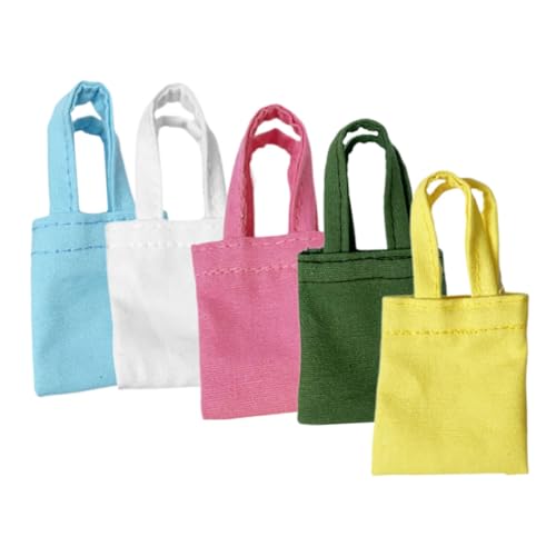 DIKACA 5 Stück Puppenzubehör Mini-Single-Umhängetasche gesteppt für Mini-Tasche Mini-Einkaufstasche Mini-Umhängetaschen-Modelle Mini- -Dekore Taschenmodell dekorative Tasche Segeltuch von DIKACA