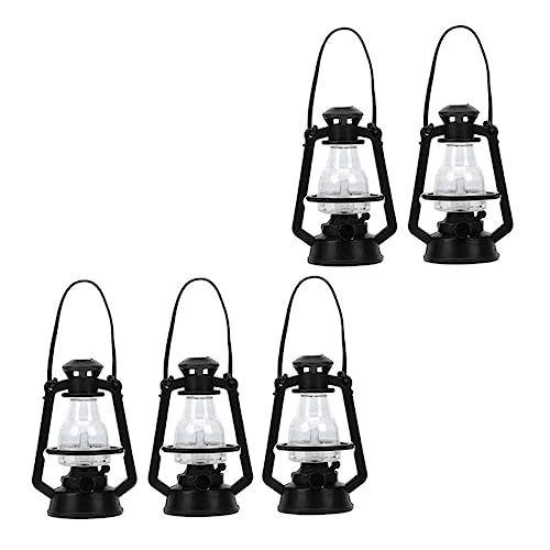 DIKACA 5 Stück Retro -Öllampenmodell Vintage - für Schwarzes Miniaturen Vintage -Öllampe Halloween-Öllampe Mini-Laternen-Ornamente Miniaturlampe pp Black von DIKACA