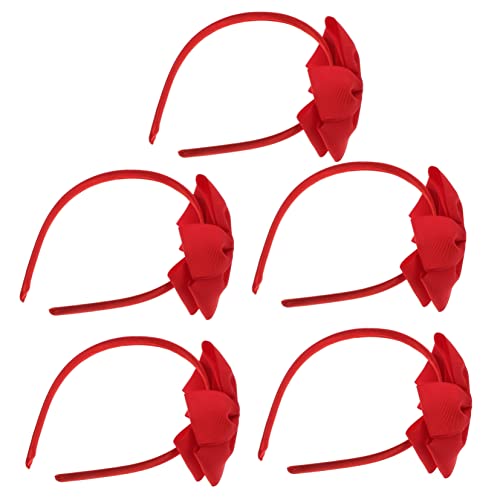 DIKACA 5 Stück Schleife Stirnband Party verknotet Haarband Bands WHO haarschmuck haar spangen deko Bowknot -Stirnband entzückender Kopfschmuck Geripptes Stirnband aus Polyester rot von DIKACA