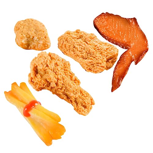 DIKACA 5 Stück Simulation Brathähnchen wohnungsdeko wohnraumdeko Easy putz Mini künstlich frittiertes Französisch Brot Liner kleines frittiertes Essen Frittiertes Essen fotografieren PVC von DIKACA