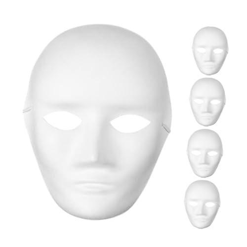 DIKACA 5 Stück Teiliges Weiße Bemalbare Papiermasken für Diy Bastelprojekte Blanko Masken für Kindergeburtstag Maskerade Cosplay Bühnenauftritte und Partyspaß von DIKACA