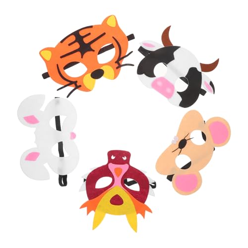 DIKACA 5 Stück Tier-cosplay-masken, Partygeschenke, Wildtier-dschungel-tier-filzmasken von DIKACA