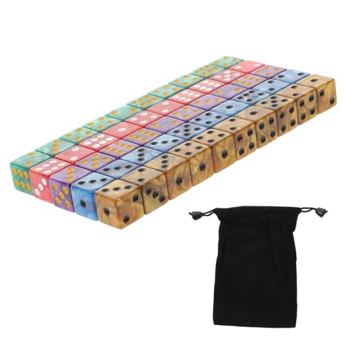 DIKACA 50 Stück Gesetzt Würfelspiele Trinkspielwürfel Partyspielwürfel Unterhaltungswürfel Spiel Punktwürfel Spiel-Requisiten- Für Zu Hause Acryl von DIKACA