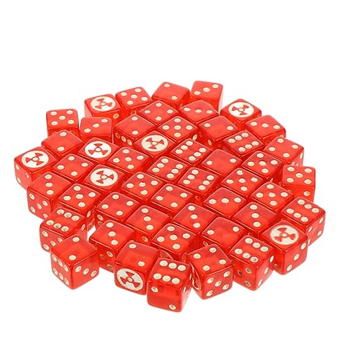 DIKACA 50 Stück Kernflaggenwürfel bastelzeug ziernieten Board Game Decor Tischspiele Acrylwürfel Unterhaltung 6-seitiger Spiel Punkte Partyspielwürfel rot von DIKACA