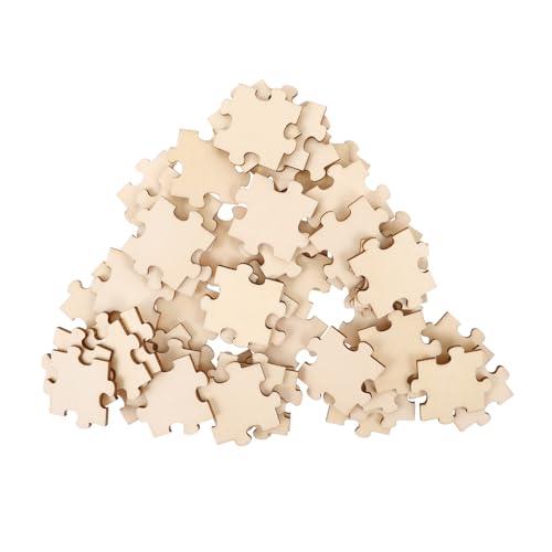 DIKACA 50 Stück Puzzlequadrate aus Holz leer unvollendet Rätsel für Handwerk Kinderpuzzle Puzzle-Rohlinge zeichnen Machen Sie Ihr eigenes Puzzle Zubehör basteln hölzern Beige von DIKACA