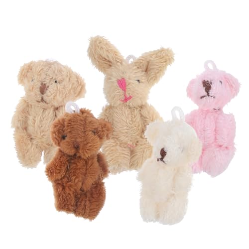 DIKACA 5Stücke Plüschpuppen Kawaii Bär und Kaninchen Figuren für Puppenhaus Dekoration Realistische Mini und Häschen für Kreative Szenen und Sammler DIKACA 5Stücke Plüschpuppen Kawaii Bär und Kaninchen Figuren für Puppenhaus Dekoration Realistische Mini und Häschen für Kreative Szenen und Sammler von DIKACA