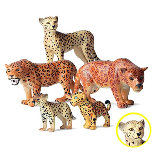 DIKACA 5st Modelle Spielzeuge Nachahmung Wildes Tier Wildes Leopardenmodell Lustiges Tierspielzeug Leopardenmodell Spielzeug Wildes Tierspielzeug Wildtiermodell Afrika Fest von DIKACA