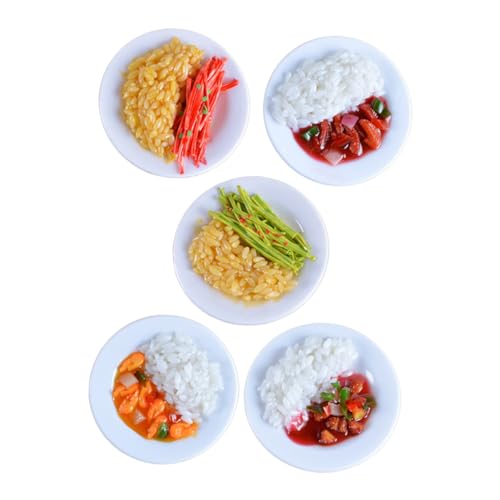 DIKACA 5st Simuliertes Essen Künstliche Sushi-Probe Küchen-kochspielzeug Fake-Food-Modell Chinesisches Frühstücksspiel Puppenhaus-Miniatur-Essen Stellen Sie Kleine Puppe PVC Donburi Kind von DIKACA