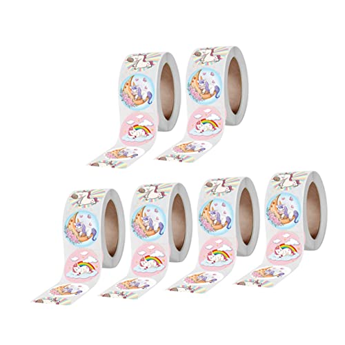 DIKACA 6 Rollen Einhorn-Siegel dartscheibe mitgebsel Scrapbooking Sticker aufbewahrung Aufkleber für Kleinkinder 2-4 Jahre Aufkleber mit Tiermustern selbstklebendes Papier von DIKACA