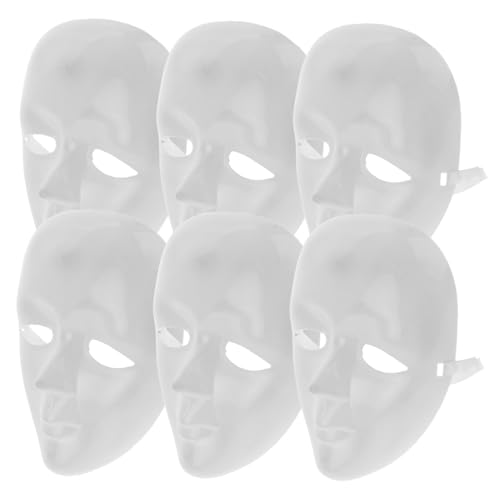 DIKACA 6 Stck. Teiliges Weiße Vollgesichts Masken aus Kunststoff zum Bemalen DIY Party Cosplay Maskerade Kostüm Requisiten für Karneval und Fasching Erwachsene von DIKACA