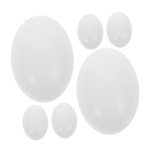 DIKACA 6 Stück DIY Bemalte Holzeier Weiße Eier Party Kunsteier Dekorieren Bemalbar Basteln Bemalen Dekorative Kunsteier Holzeier Zum Dekorieren DIY Simulationseier von DIKACA