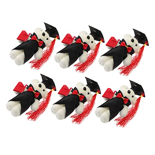DIKACA 6 Stück Dr. Bärenpuppe Dekorationen für Blumenstrauß Bärenschmuck für Blumenstrauß Bär Plüsch Blumenstraußverzierungen tragen Abschluss -Souvenir Absolvent Stofftier Schaum Schwarz von DIKACA