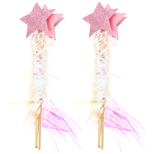 DIKACA 6 Stück Foto Requisiten Märchen Feenstab Feenstab Party Engelstab Engelstab Feen Sternstab Party Sternstab Sternstab Engel Sternstab Halloween Sternstab Holz Rosa von DIKACA
