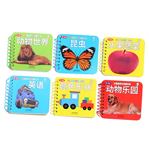 DIKACA 6 Stück Frühbildungalphabetisierungbildungfrühlernenkinderbildunggehirnspielbildungsbücher Babybuch Bildungsbuch Säuglingsbuch Aufklärung Buch Colorful von DIKACA