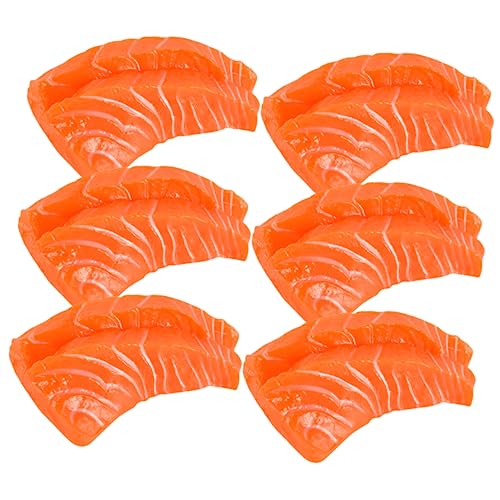 DIKACA 6 Stück Gefälschtes Sashimi-Modell Küchenfleischspielzeug Schüssel Kabeljau Miniatur Würfel Tank Simulation Lachs Naturgetreues Lachsdekor Stand Leistung PVC Orange DIKACA 6 Stück Gefälschtes Sashimi-Modell Küchenfleischspielzeug Schüssel Kabeljau Miniatur Würfel Tank Simulation Lachs Naturgetreues Lachsdekor Stand Leistung PVC Orange von DIKACA