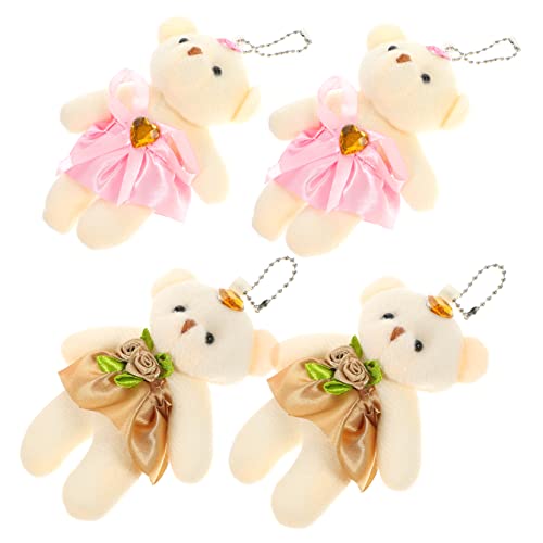 DIKACA 6 Stück Hochzeitsbär tragen ausgestopft kleine Bärenpuppe Abschlussfeier Plüschbär für Hochzeitsdekoration Plüschbär für Brautstrauß Bär für Blumenstrauß Abschluss Bär PP Baumwolle von DIKACA