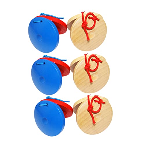 DIKACA Instrumente Für Kinder 6 Stück Hölzerne Kinderkastagnetten Handgehaltenes Musikspielzeug Für Die Musikalische Früherziehung von DIKACA