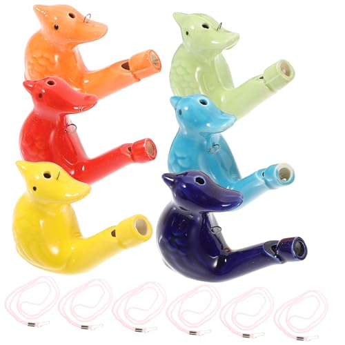 DIKACA 6 Stück Keramik Wasservogelpfeife Badespielzeug Kindergeschenke Musikspielzeug Musikspielzeug Vogelpfeifen Wasservogelspielzeug Vogelpfeifen Zufällige Farbe von DIKACA