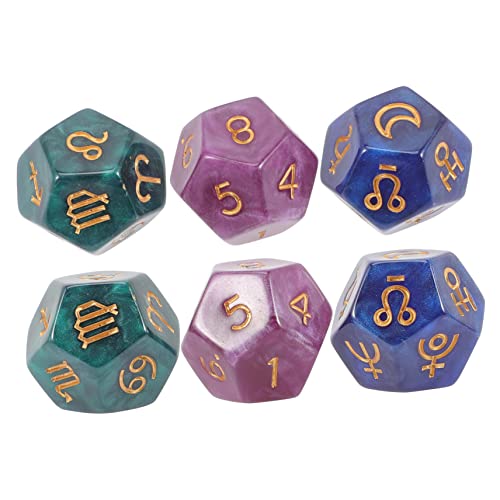 DIKACA 6 Stück Konstellationswürfel Weissagungswürfel Spielversorgung Würfelblock Geometrische Tarot-zubehör Spieleprop Runenwürfel Polyedrische Würfelspiel Wahrsagerei Harz von DIKACA