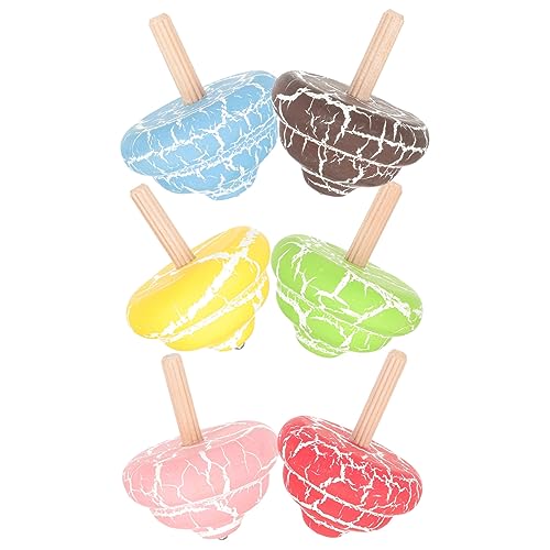 DIKACA 6 Stück Kreisel Kinderspielzeug Kinderkreisel Kinderkreisel Kinderkreisel Kinderspielzeug Rotierendes Kreiselspielzeug Kinderspielzeug Kinderpartygeschenke Kreiselspielzeug Holz von DIKACA