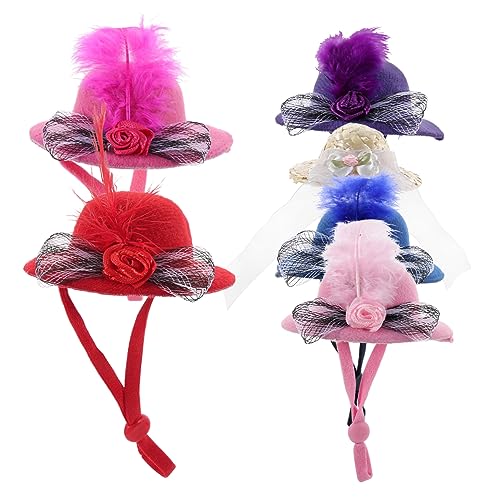 DIKACA 6 Stück Mini Hair Accessoires Mesh Blumenhut Und Szene Kappen Puppendekor Miniatur Halloween Mini-Hüte Kleiner Zylinder zum Basteln Mini-Zylinder Mini-Hut Polyester von DIKACA