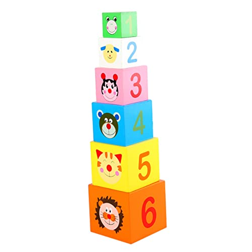 DIKACA 6 Stück Schicht Auf Schicht Stapelblöcke Stapelbares Blockspielzeug Kindertrainingsspielspielzeug Interaktives Eltern-Kind- Schachteln Und Stapeln Von Blöcken Hölzern von DIKACA