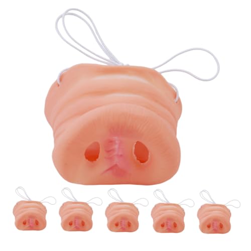 DIKACA 6 Stück Simulierte Dekorative Tierrequisiten Realistische Nase Schweinekostüm Zubehör Schweine Cosplay Zubehör Karnevals Schweine Nase Schweineschnauze Cosplay Maske von DIKACA