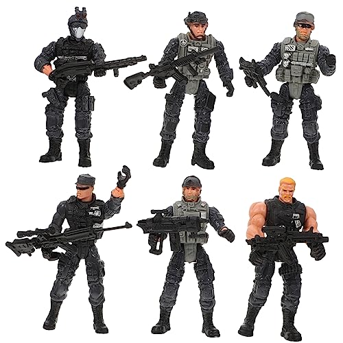 DIKACA 6 Stück Soldatenmodell Armeemänner Figur Miniatursoldaten Miniaturarmeemänner Armeemänner Actionfiguren Soldaten Teamfigur Realistische Armeespielzeuge Militärfiguren Kunststoff von DIKACA