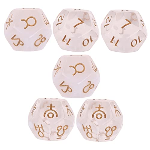 DIKACA 6 Stück Tarot Weissagungswürfel Spielwürfel Requisiten Kleine Requisiten Wahrsagerei Polyedrische Konstellationswürfel Spieleprop Tischbrettspiel Würfelblock Harz von DIKACA