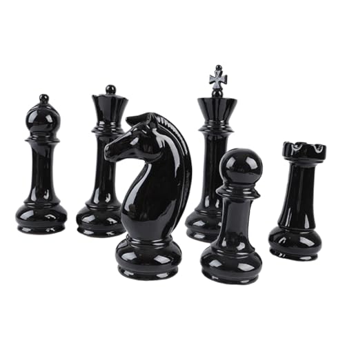 DIKACA 6 Stück Teiliges Schachfiguren aus Keramik Lustige Schachornamente für Wohnzimmer und Büro Stilvolle und Elegante Dekoration für Kreative Raumgestaltung von DIKACA