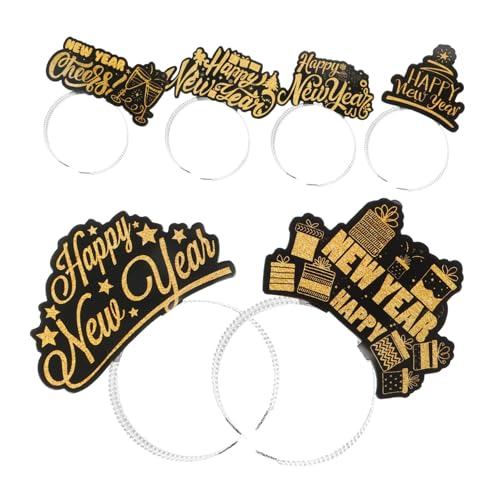 DIKACA 6 Stück neues jahr stirnband Glücklich Neujahrsparty silvester zubehör Vorabend funkeln Haarband Glitzerstirnbänder festliche Tiara des neuen Jahres Festliche Partyzubehör Papier von DIKACA