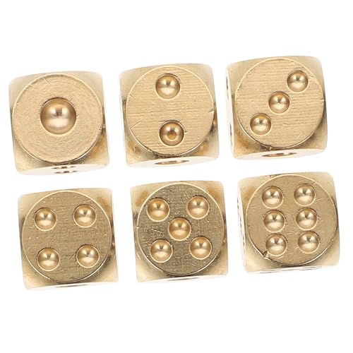 DIKACA 6 Stücke Solide Messing Würfel Requisiten Für Decor Spiel Spielzeug Einfache Würfel Set Würfel Prop Spiel Würfel von DIKACA