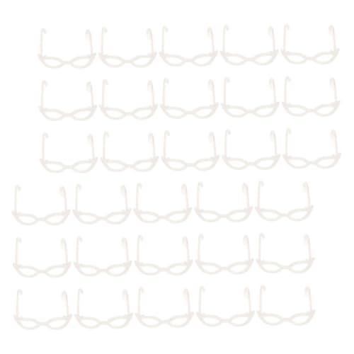 DIKACA 60 Stück Mini-Brille Gläser Puppe Brille Requisiten Puppe Modische Brillendekore Kleine Aus Kunststoff Mädchen Puppe Brille Plastik Weiß von DIKACA