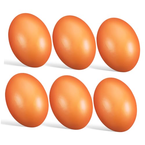 DIKACA 6st Simulierte Eier Aus Holz Hühnerlegen Eier Aus Kunstholz Gefälschtes Essen Desktop-Ei-Ornament Eier Vorgeben Unfertiges Holzei Gefälschte Eier Zubehör Hölzern Künstlich Kind von DIKACA