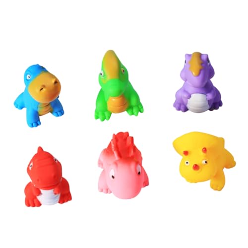 DIKACA 6Stücke Badespielzeug Für Quietschen Dinosaurier Aus Langlebigem Vinyl Für Babybad Und Wasserspaß Fördert Mit Tierischen Designs von DIKACA