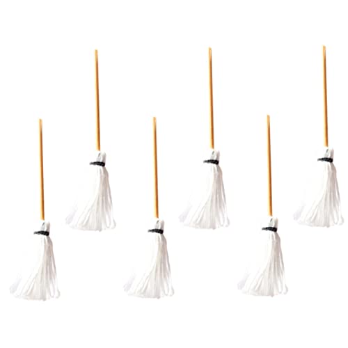 DIKACA 6Stücke Mop Dekoration Handgefertigte Mini Reinigungsmop Spielzeuge für Puppenhäuser Garten und Raumdekoration Robuste und Glatte Oberfläche von DIKACA