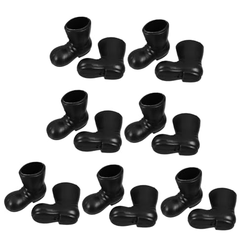 DIKACA 7 Paar Mini Schuhe In Puppenhaus Dekoration Weihnachtsstiefel Miniatur Stiefel Puppen Schuhe Weihnachtsdekoration Kleines Spielhaus Ornament Figur Kunststoff Schwarz von DIKACA