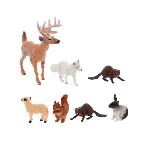 DIKACA 7 Stück Tiermodell Figuren Von Waldtieren Waldtierfiguren, Statuen Von Wildtieren Miniatur-wildtierspielzeug Realistisches Tierspielzeug Wildtierfigur Plastik von DIKACA