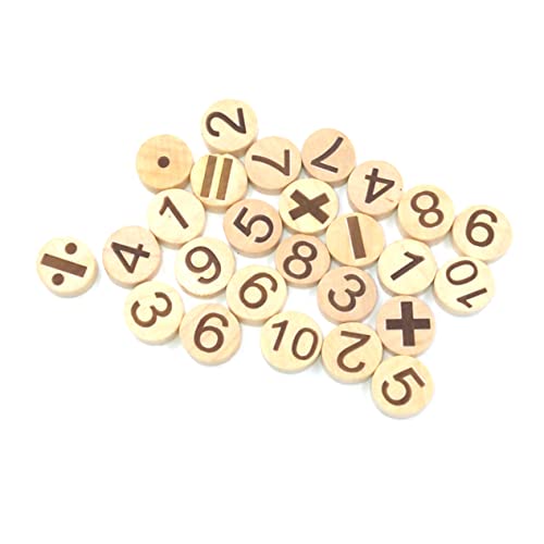 DIKACA 78 Stück Buchstabenscheiben aus Holz Zahlen Jumbo klein Alphabet-Scheiben Buchstaben Scheiben Hölzern von DIKACA