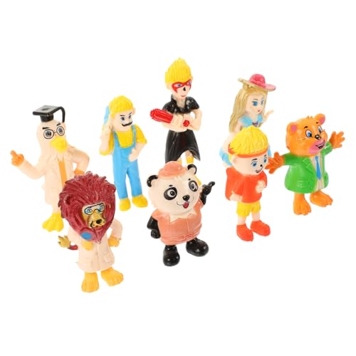DIKACA 8 Stück Animal Doll Ornamente Schreibtisch Dekoration tierfiguren gartendeko rostoptik Mini-Menschen-Figur Miniaturtierstatue kinderspielzeug Miniaturpuppe schickes Puppendekor PVC von DIKACA