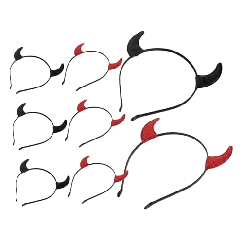 DIKACA 8 Stück Halloween Devil Kopfschmuck Stirnband aus Schafshorn Kostümer Kopfbedeckung Kostüm Cosplay Haarband Halloween-Dämonenhörner Cosplay Hörner Stirnband Vlies von DIKACA