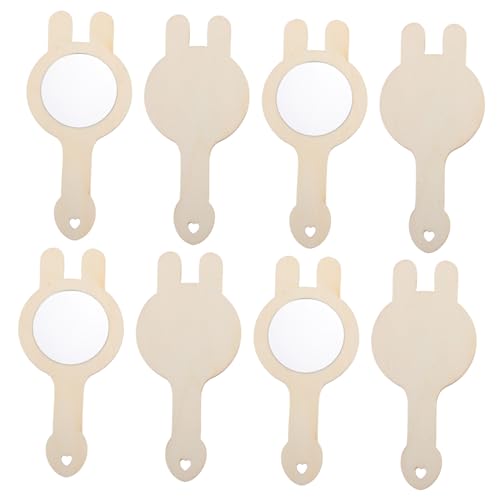 DIKACA 8 Stück Kleiner Holzspiegel Kinderaccessoire Holzspiegel Selber Bedrucken Bezaubernder Holzspiegel Kunst Und Handwerk Entzückendes Spiegelspielzeug Für Kinderzubehör Hölzern von DIKACA