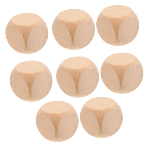 DIKACA 8 Stück Leere Würfel Dados Rollenspiel Würfel Graffiti-würfel Farkle Chinesische Essenswürfel Bastelt Spielzeugwürfel Standard-DIY-würfel Essensspielwürfel Euchre-würfel Beige Holz von DIKACA
