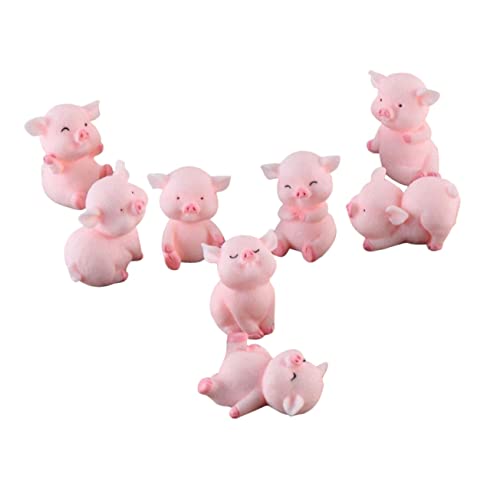 DIKACA 8 Stück saftige Bonsai-Verzierung das Mopskostüm Schweinchen Hamster Animal Figures Schlafzimmer Dekoration entzückendes kleines Schweinefiguren Harz von DIKACA