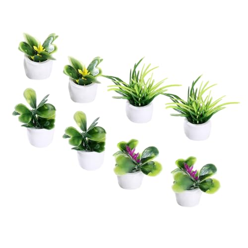 DIKACA 8 Stück Miniatur-topfpflanzenmodelle Künstliche Mini-Bonsai Für Puppenhaus Büro Oder Heimdekoration Geringer Wartungsaufwand von DIKACA
