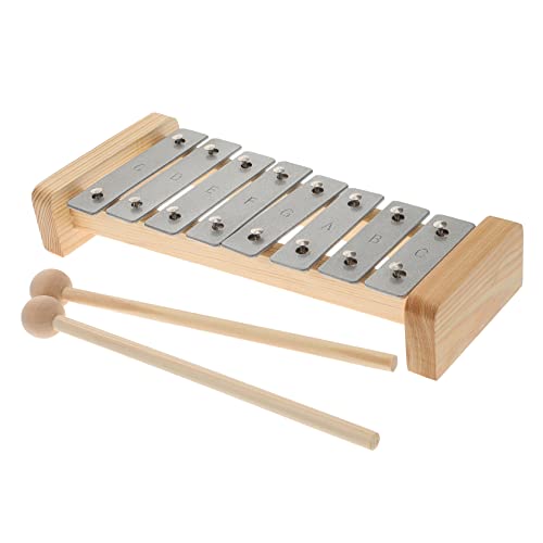 DIKACA 8-ton-grundfarben-aluminiumplatte Frühpädagogisches Klavierspielzeug Lernen Holz Xylophon Schlaginstrument Spielzimmerversorgung Musikinstrument Kind Xylophon Hölzern von DIKACA
