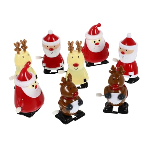 DIKACA 8st Weihnachtsspielzeug Pinguinfiguren Weihnachtsmann Aufziehen Mini-elch-Figur Weihnachtsmann Laufspielzeug Strumpffüller Taschenfüller Weihnachtssocken Plastik Kind Weihnachten von DIKACA