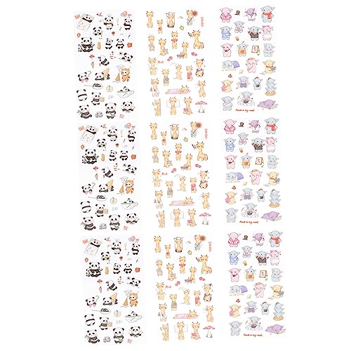 DIKACA 9 Blätter tierische Aufkleber belohnung tiersticker Handy zubehör pralinentüten schulmaterial schulzeug Belohnung Aufkleber für Belohnungsaufkleber Lehrerbedarf PVC von DIKACA