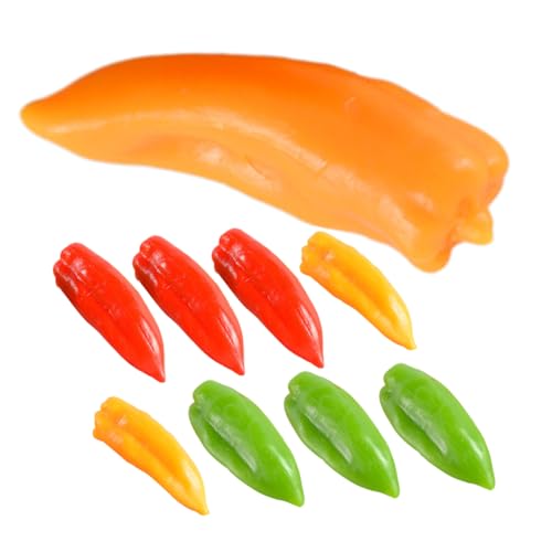 DIKACA 9 Stück Künstlicher Pfeffer klein Fälschung gefälscht künstliche Chilischote dekorativ Rot küchendekoration Kitchen Decoration wohnzimmerdeko simuliertes Chili Bauernhausdekore PVC von DIKACA